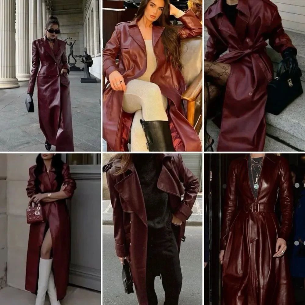 Burgundy faux leather jacket